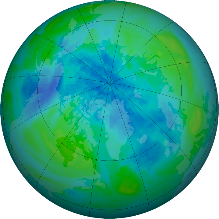 Arctic ozone map for 01 September 1993